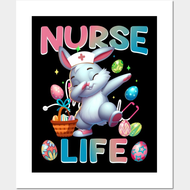 Cute Nurse Life Dabbing Easter Bunny Wall Art by ttao4164